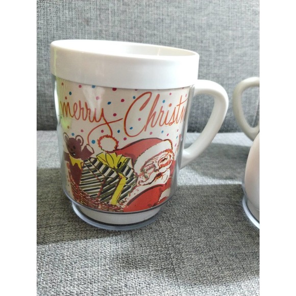 Vtg Christmas Santa Clause Mugs Set of 3 Plastic Dawn Cups (cb5) - Picture 2 of 8